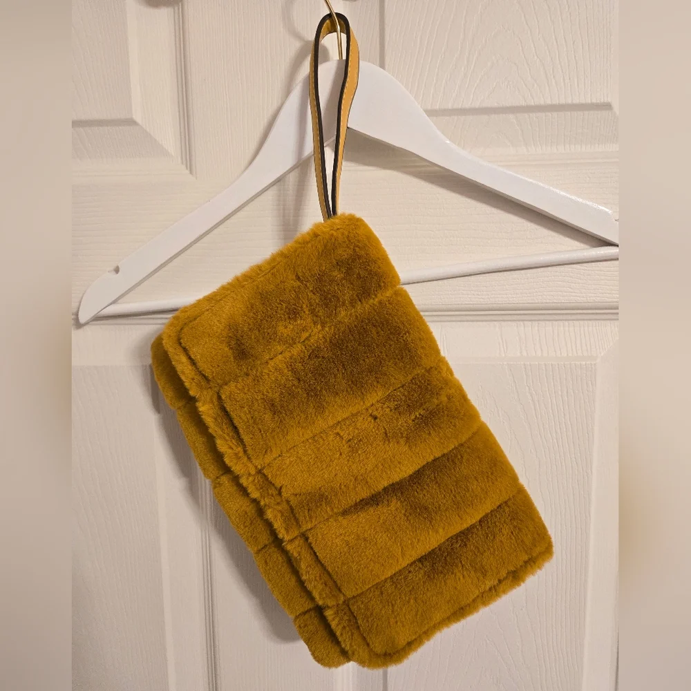 A New Day Faux Fur Mustard Yellow Clutch